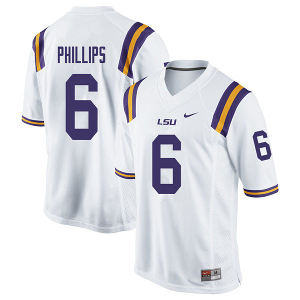Men #6 Jacob Phillips LSU Tigers College Football Jerseys Sale-White